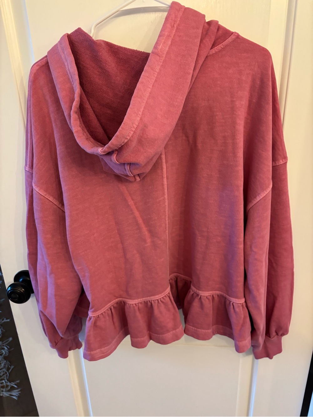 Pilcro Rose-Pink Ruffle-Hem Hoodie Pullover (NWOT) - Picture 5 of 8